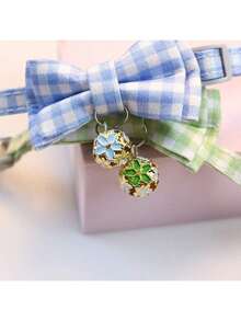 宠物项圈 格子蝴蝶结猫项圈 带铃铛 可调节项圈 幼犬幼猫可爱图案宠物用品 - 彩色 - 查看 8