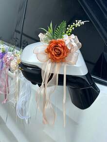 1 bông hoa hồng nhân tạo trang trí xe cưới, trông như thật và thanh lịch, kèm ruy băng trang trí, thích hợp để trang trí xe hơi/xe buýt/xe cổ cho đám cưới, lễ đính hôn, dạ hội, các sự kiện đặc biệt. - Nhiều màu - Xem 4