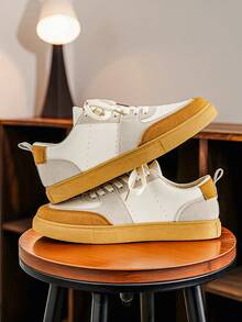 2026 Men's New Casual Sports Shoes, Skateboard Shoes, Shoes, Training Shoes, Korean Fashion , Extra Large Size 39-50, Breathable & Comfortable Sports Shoes, Thick Sole Sports Shoes - Apricot - View 7