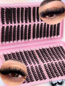 540pcs Independent Cluster False Eyelash Box 60D/100D  DCurl Mixed Lengths: 8-16mm Soft Fluffy Lash Clusters Large Capacity Dense Curling Reusable Eyelashes Suitable For DIY At Home Daily Use Eyelash Extension Tool Russian Curl - D - 查看 4