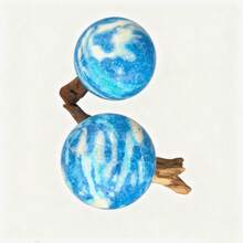 1pc Dominican Carnival Lima Stone Sphere/Pillar - Blue And White Marble-Patterned Quartz Sphere - Bohemian Style Home Decor, Perfect Holiday Gift For Easter, Halloween, And Thanksgiving.