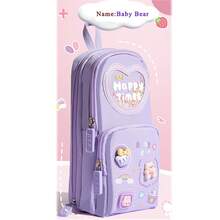 3Layers 6 Pockets Large Capacity Schoolbag Shape Pencil Case Stationery Holder Bag Zipper Pencil Pouch Office Storage Gift Back-To-School Supplies - Multicolor - View 10