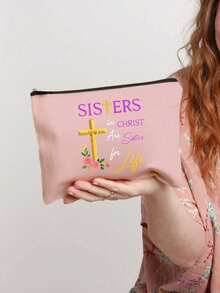 Regali per sorelle, regali di compleanno per sorelle, nuore, sorelle maggiori, regali di laurea e Natale per la migliore amica, sorella minore, una sorella in Cristo è una sorella per la vita. Borsa cosmetica da viaggio di grande capacità per articoli da toeletta, borsa per il fai-da-te per il trucco, perfetta per viaggi, camere da letto, vacanze, pendolarismo quotidiano, ufficio o scuola, regalo per famiglia, amici, medici, infermieri e persone care, perfetta per borse trucco di Natale e Ringraziamento - Multicolore - Visualizzare 7