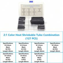 127-800 Piezas Tubo Resistente al Calor en Caja Tubo Termorretráctil Kit de Embalaje Termorretráctil Protección de de Conexión Eléctrica - Caja negra de 127 piezas - Ver 1