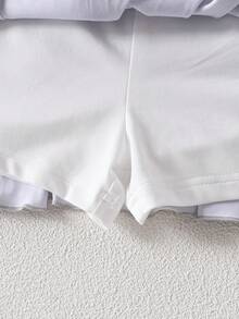 Tween Girl Frill Trim Camisole Top And Frill Trim Laser Cut Layered Skirt Set, Spring/Summer - Silver - View 9