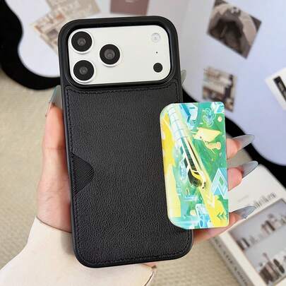 Ốp lưng điện thoại cao cấp bằng da PU phối màu, tương thích với iPhone 17 Pro Max 17 Pro 17 Air, Galaxy S25 Ultra S24 Ultra S23 Ultra, có khe đựng thẻ và chân đế, bảo vệ toàn thân chống sốc.
