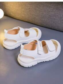 1 Pair Girls' White Casual Sneakers, Fashionable, Lightweight, Soft Sole, Non-Slip, All Season - White - View 6