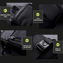 Mini Bolso Cruzado En El Pecho,Para Hombre Y Mujer Con Bolsillos Dobles,Riñonera Impermeable Con Manos Libres,Adecuado Para Deportes Al Aire Libre,Correr Y Viajar - Transparente-Negro-06 - Ver 4