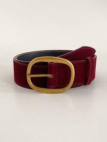 1件酒红色天鹅绒复古优雅性感派对女士宽腰带，配古金色金属扣，时尚配饰，可搭配连衣裙、毛衣、牛仔裤，适合日常、工作、派对、约会、圣诞节、情人节等场合。 - 酒紅色 - 查看 5