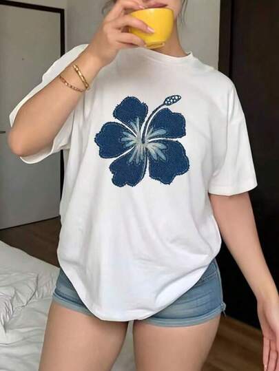 Camisetas para parejas,Camiseta de cuello redondo y mangas cortas de ropa fashion, fabricada en México, para la temporada primavera-verano 2025. Con estampado de dibujos animados, es un modelo de pareja, apta para usar tanto por dentro como por fuera, ideal para oficina y estilo casual, diseñada para hombres y mujeres, en unidad individual.