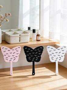 Butterfly Eyelash Shaped Handheld Mirror, Moisture-Proof Mirror Surface, Suitable For Bathroom, Can Be Used As Eyelash Decoration, Creative Gift, Suitable For Girlfriend/Best Friend, Also Suitable For Christmas, Wedding, Valentine's Day, Mother's Day And Other Occasions,Giveaways,Travel,Cheap Stuff,Travel Essential - Multicolor - View 2