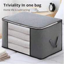 2Pcs Large Capacity Storage Bag,Non-Woven Quilt Storage Bag, Quilt Travel Moving Storage Packing Bag, Clothes Luggage Storage Bag, For Seasonal Storage And Organization Decorations Autumn Decor Festival Decor Room Decor Home Decor Fall Decor Bedroom Decor Christmas For Holiday Gift Giving - Xám - Xem 5