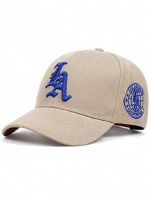 1顶男女通用哥特式洛杉矶刺绣嘻哈帽，可调节户外防晒棒球帽，适合春季、秋季、休闲街头派对，涤纶刺绣设计 - LA地球 - 查看 5