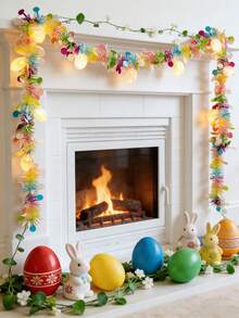 Easter Egg LED Light Wreath, Spring DIY Wicker Wreath Decor, Suitable For Home Party, Easter, Birthday, Gift, Hanging Decor, Fireplace, Wedding - Multicolor - View 4