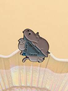 1PC Hipo Tenusa Cat Eto Enamel Pins Hippopotamus Cat Brooches Lapel Badges Animal Math Triangle Jewelry Gift For Friends - Multicolor - View 9