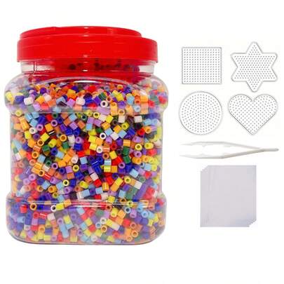 8500 Pcs Fuse Beads Kit Crafts, Iron Beads Set With 4 Pegboards, 5 Ironing Paper, Multicolor 5mm Melty Beads Bulk Refill Kit