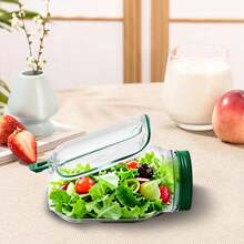 1 Pack Salad Pod, Portable Salad Pod Jar Container, 300ml Leakproof Salads Jar For Lunch, Fresh Fruit & Veg Storage Box, Reusable Salads Bowl For Work, School & Travel - White - View 4