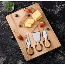 TendenciaSet Tabla De Quesos Carnes Frias Vino Cuchillo Y Mas BambuCalidad premium - Amarillo - Ver 4