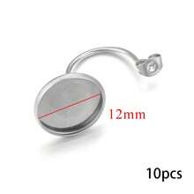 10 Pcs 304 Stainless Steel Blank Tray Earhook U-Shaped Earhook Earplug Welded Disc Jewel Base DIY Empty Tray Jewelry Accessories - Earring Setting - View 18