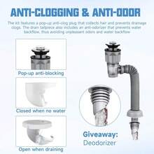 Elastyczny, odporny na zapachy zestaw rur spustowych, łatwy do rozprężenia, utrzymuje świeżość, wydajny przepływ wody w zlewach kuchennych i łazienkowych, kluczowy dla higieny domowej, odpływ zlewu zapobiegający powstawaniu zapachów, urządzenie antyzapachowe, odpływ z rdzeniem odbijającym do umywalki - Biały - Zobacz 7