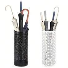 Metal Umbrella Stand With Drip Tray Home Decorative Storage Rack For 3-5 Umbrellas Stick Type - 黑色 - 查看 11
