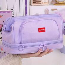 New Fashionable Double-Layer Protective Pencil Case, Multi-Functional Large Capacity Pencil Box, Durable And Spacious, Suitable For Both Men And Women. This Large Capacity Stationery Bag Has Multiple Compartments, Making It An Ideal Choice For Students Going Back To School, As Well As For Organizing Office Supplies, Study Items, And Cosmetics - A Perfect Gift For Teenagers, Men, And Women.