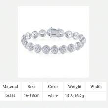 MDFUN 18K White Gold Plated Classic Tennis Bracelet | Round Cubic Zirconia Halo Design | Premium Jewelry Gift For Women - White - View 9