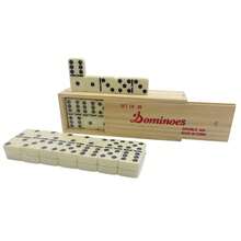28 Piece Traditional Dominoes Set Double-Six Wooden Box Case Family Game - Camel - View 11