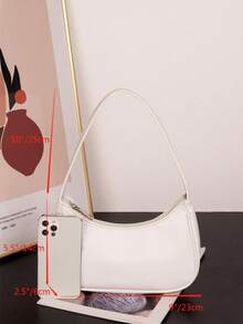 Women's Simple Solid Color Shoulder Bag, Casual Everyday Style, Fashionable Burgundy Color. - 白色 - 查看 7