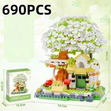 Colorful Cherry Blossom Tree Building Block Toy Cute Building Block Suitable For Room Decor Beautiful Decorative Items Suitable For Displaying On A Desktop Flower Pixel Oil Painting Frame Sunflower Ornament Toy Gift Toys For Girls 7 To 10 Christmas Gifts - Multicolor - View 7