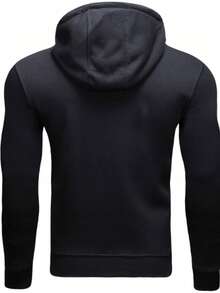 Men's Casual Solid Color Sweatshirt - Black - View 2