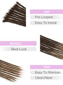 10-Strand Handmade Dreadlock Extensions, Real Human Hair, 0.6cm Wide, Reggae Hip Hop Style - Natural Black - View 3