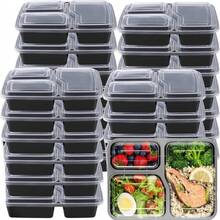 Contenedores de alimentos desechables, Contenedores de alimentos con compartimento grande, Contenedores de plástico herméticos, Contenedores para preparación de comidas, Apto para microondas, congelador y lavavajillas - Estilo 30P 2 - Ver 9