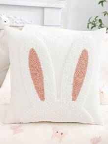 1pc/2pcs Easter Decorative Throw Pillow Cover With Rabbit Ears Plush Embroidery, Canvas, For Living Room, Sofa, Bedroom, Home Decor, Spring/Summer - Multicolor - View 9