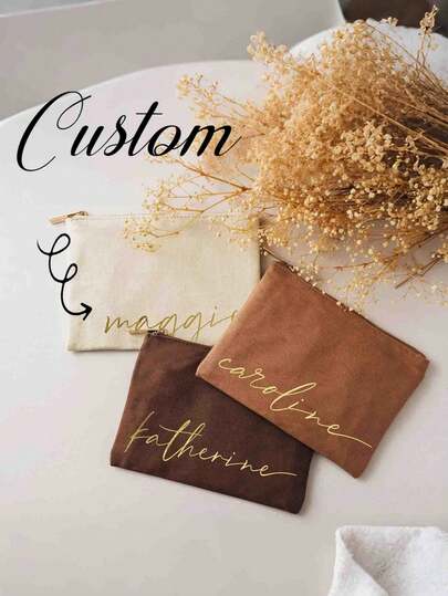 Customizable Makeup Bag With Name, Personalized Makeup Bag With Unique Design, Storage Pouch, Fashionable Minimalist Monogram Lightweight Cosmetic Bag