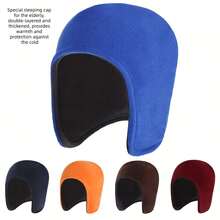 [Suitable As A Gift For Elders, Parents]25 Patterns Unisex Elderly Fleece Hat Winter Double Layer, Multiple Colors Available - Polyester Material, Outdoor Cycling Warm Earflaps, Halloween, Christmas, New Year Gifts, Cold Protection, Hand Washable, Unisex Thickened Design For Warmth And Windproofing - 黑色 - 查看 7