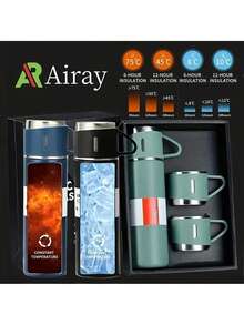 Bộ 3 bình giữ nhiệt bằng thép không gỉ, kèm hộp quà, bình nước nóng hai lớp chống rò rỉ, giữ ấm/lạnh trong nhiều giờ, thích hợp cho đạp xe, du lịch bụi, văn phòng, ô tô, trường học, tiệc tùng, cắm trại, v.v. - Nhiều màu - Xem 4