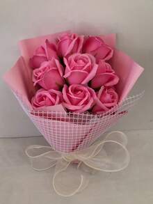 A Bouquet Of Handmade Eternal Romantic Roses In Red, Pink, Blue And Purple. Fragrant And Long-Lasting. A Creative Valentine's Day Gift That Never Withers.