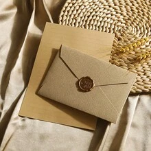 高档亚麻信封+火漆封印+文具套装，适用于DIY礼品、婚礼请柬和办公用途 - 彩色 - 查看 25