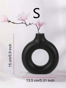 1pc White Plastic Round Vase Decor, Artificial Dried Flower Vase, Artistic Floral Arrangement Vase, Minimalist Living Room & Exhibition Hall Decor, Ramadan Eid Gift, Birthday Graduation Ceremony Home Decoration Glass Vase - Black - View 17