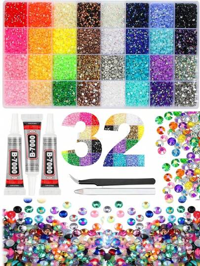 1 ask slumpmässiga blandade Y2K-harts färgglada strass nageldekorationer, glänsande Aurora platta diamanter mini runda diamanter, lämpliga för DIY-handgjorda, multifunktionella nagelkonsttillbehör