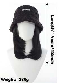 Fisherman's Hat Wig, One-Piece Women's Autumn And Winter Fashion Collarbone Hair Lamb Wool Bucket Hat - Multicolor - View 4