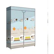 Armario portátil Armario de tela Armario pesado estantes organizadores de guardarropa plegables multifunción Armarios de dormitorio con soporte de metal simple B 160 * 110 * 45 cm Percha de tecc - F - Ver 1