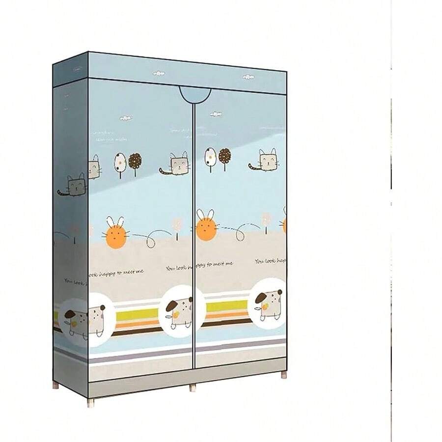 Armario portátil Armario de tela Armario pesado estantes organizadores de guardarropa plegables multifunción Armarios de dormitorio con soporte de metal simple B 160 * 110 * 45 cm Percha de tecc - F - Ver 1