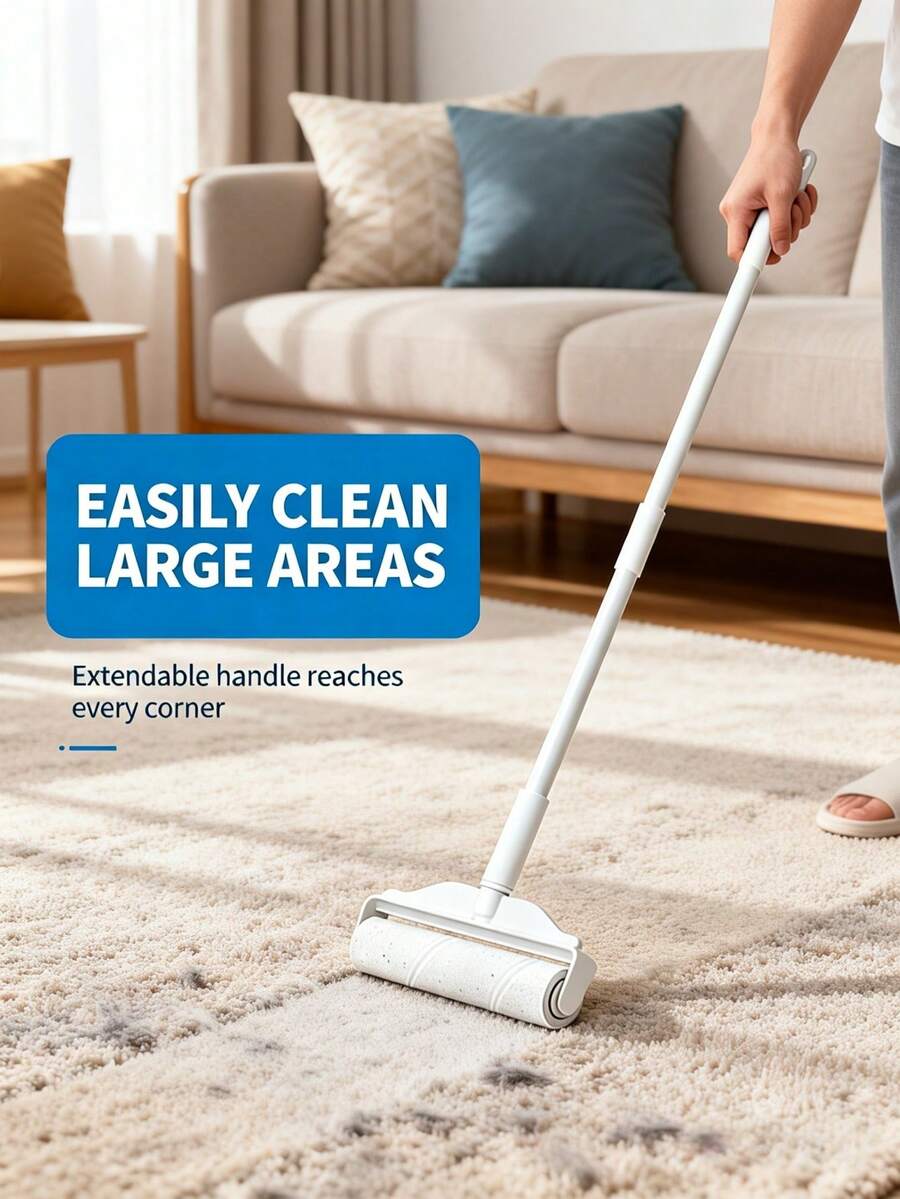 可伸缩粘毛滚筒，无需弯腰即可清洁大面积区域，适用于窗帘、地板和衣物；可重复使用；是家庭、汽车和窗帘清洁的理想选择。 - 彩色 - 查看 1