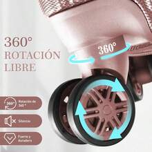 Juego de Equipaje de 5 piezas con Ruedas 360º y Asa Telescópica Maleta Ligera ABS + PC Hardshell Maleta 12/14/ 20/24/ 28 pulgadas Adecuado para el Hogar - Oro Rosa 8166 - Multicolor - Ver 2