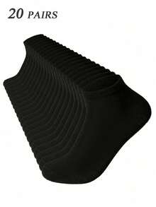 20 Pairs Women Black White Grey Ankle Socks, Fashion Minimalist Short Socks - Regular Model - View 2