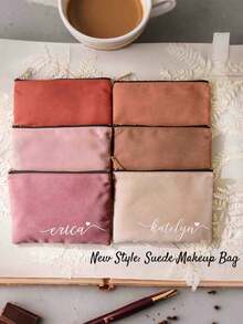 Customizable Makeup Bag With Name, Personalized Makeup Bag With Unique Design, Storage Pouch, Fashionable Minimalist Monogram Lightweight Cosmetic Bag - Multicolor - View 4