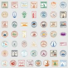 50张复古旅行贴纸，节日贴纸，国家贴纸，建筑贴纸，旅行礼物，旅行美学贴纸，防水乙烯基贴纸，适用于笔记本电脑、手机、汽车、滑板、水瓶、剪贴簿、电脑日记本 - 彩色 - 查看 8