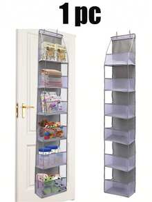1个6层门后悬挂式收纳袋，化妆品收纳袋，壁挂式，大容量网状透明口袋悬挂式收纳袋，适用于厨房、婴儿房、浴室、衣柜、卧室、宿舍、婴儿尿布、儿童玩具（6层多色） - 多色-六格 - 查看 18